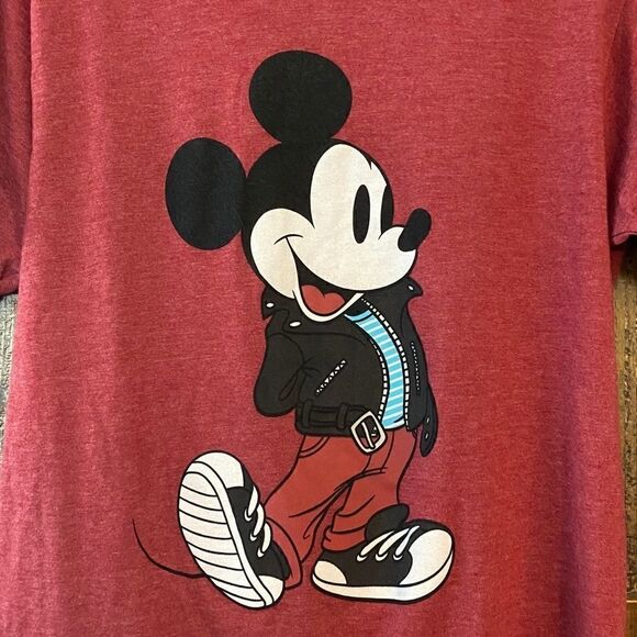 Disney Unisex Sz M Red Motorcycle Biker Mickey Mouse Short Sleeve Cotton T-Shirt - Picture 5 of 7